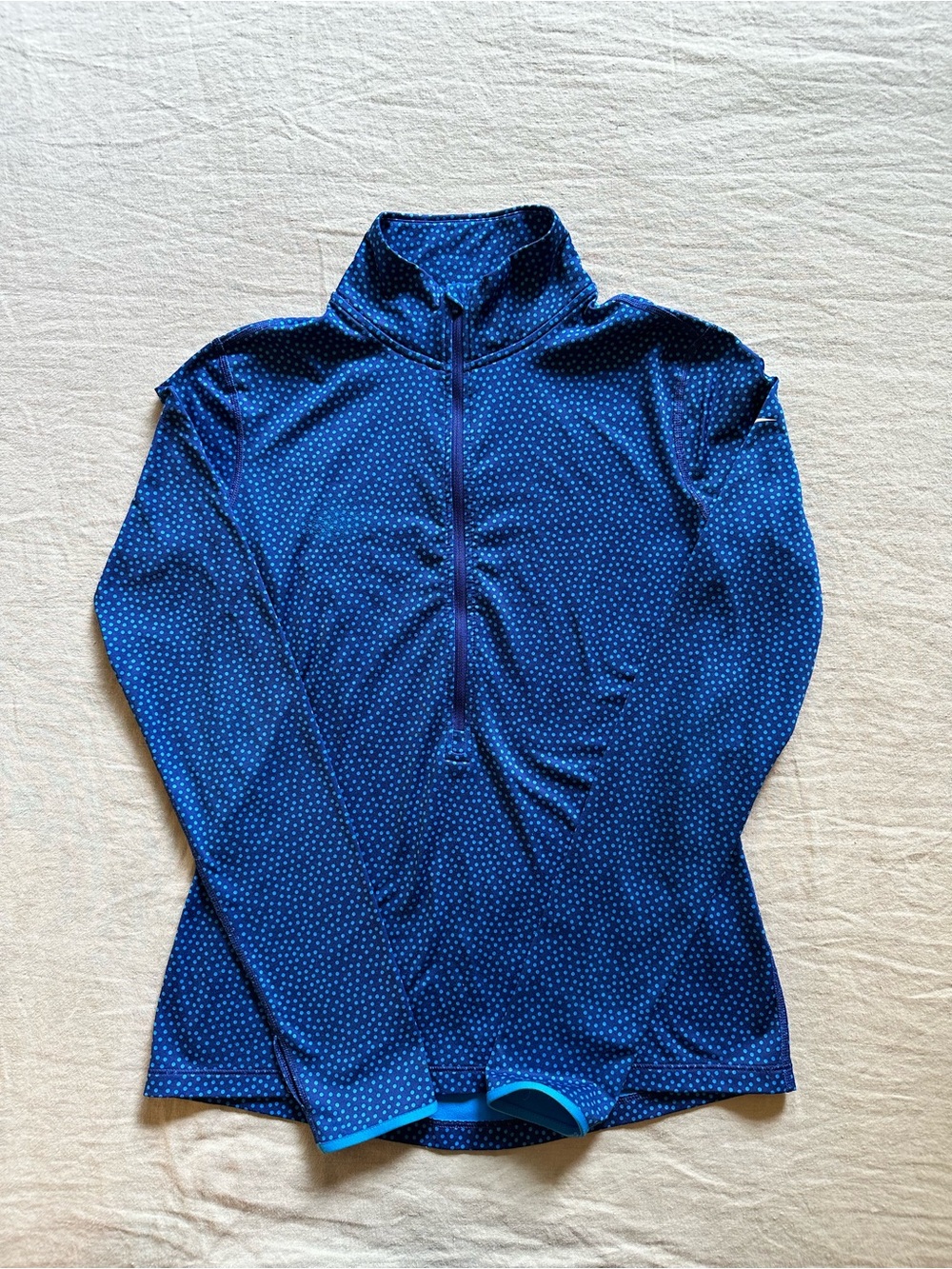 Navy Blue Polka Dot Quarter-Zip Dri-Fit Pullover Athletic Athleisure